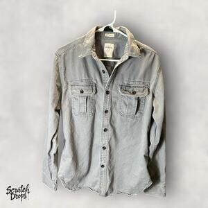 Vintage Fossil Denim Shirt Men's Size Large Long Sleeve Button Up Casual Retro